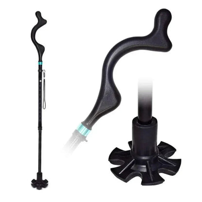 Compact Adjustable Folding Walking Stick with Grip Tip