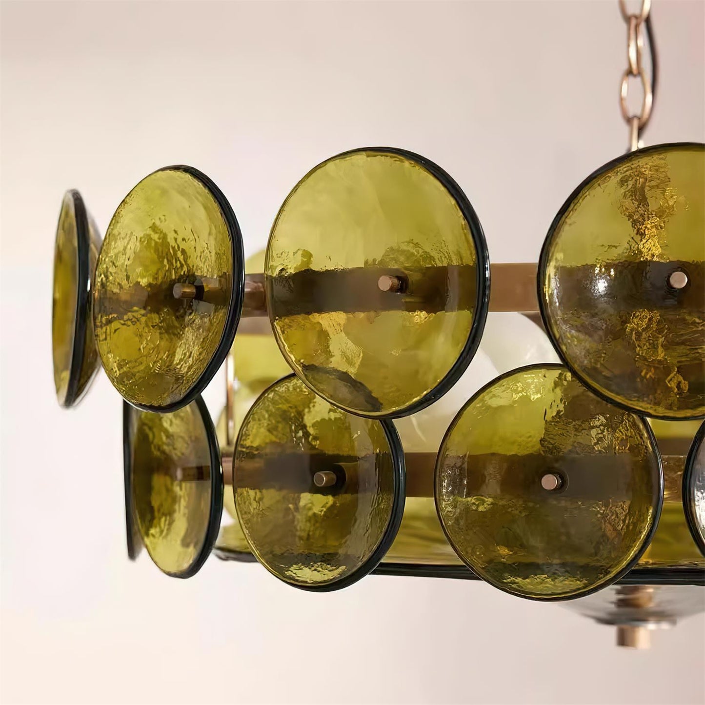 Vintage Golden Glass Pendant Light Fixture