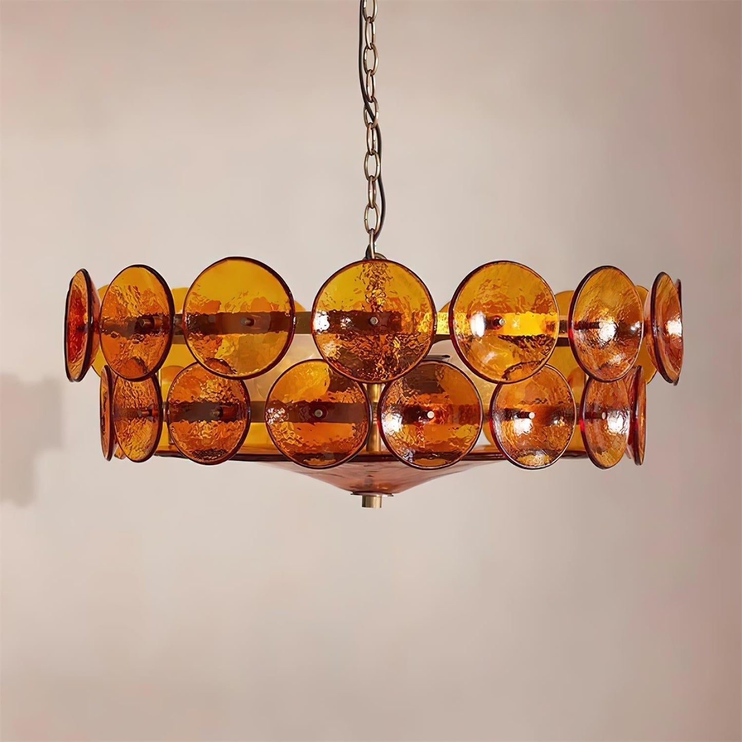 Vintage Golden Glass Pendant Light Fixture