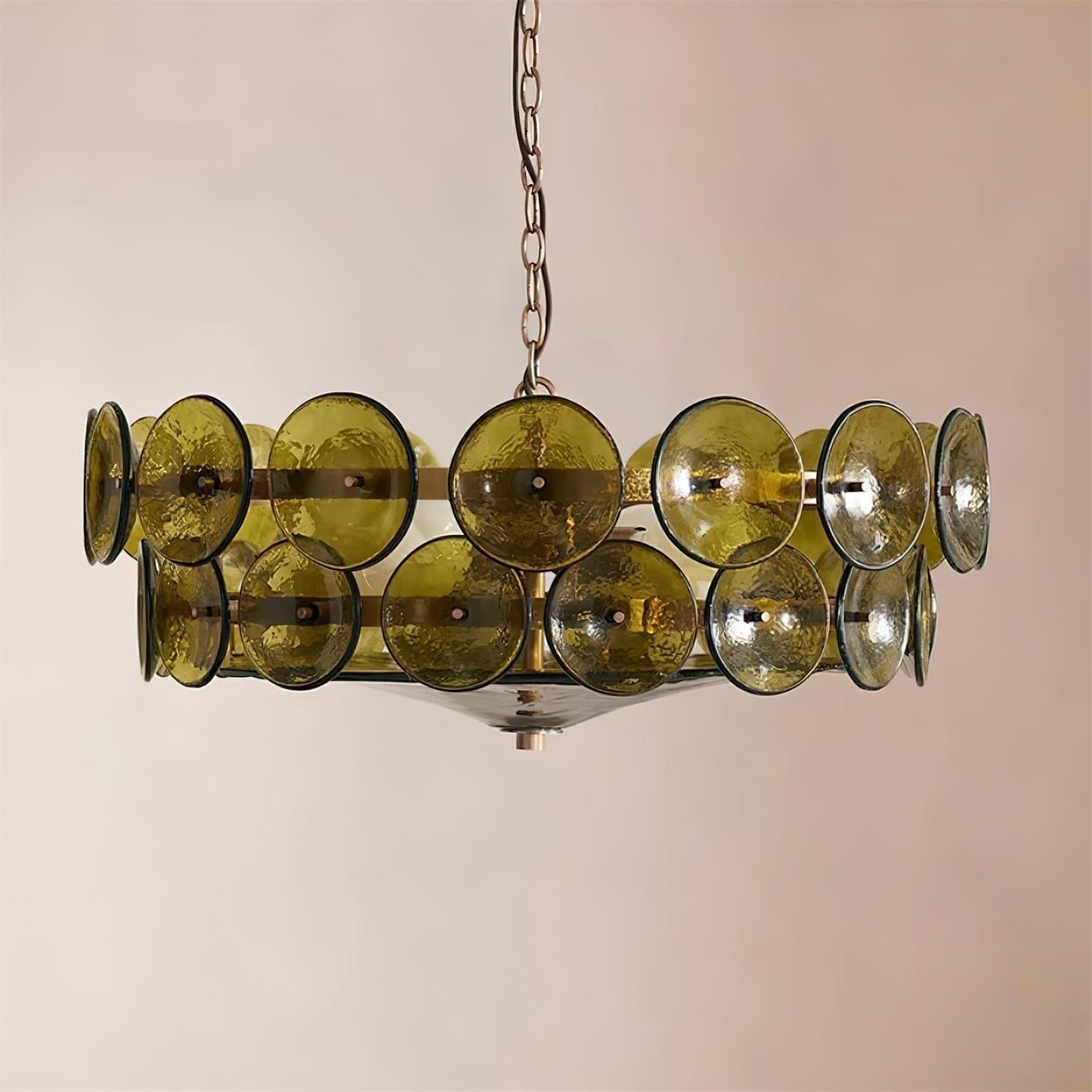 Vintage Golden Glass Pendant Light Fixture