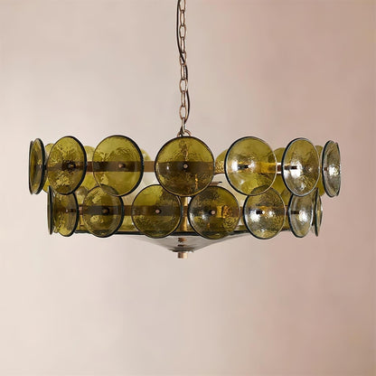 Vintage Golden Glass Pendant Light Fixture