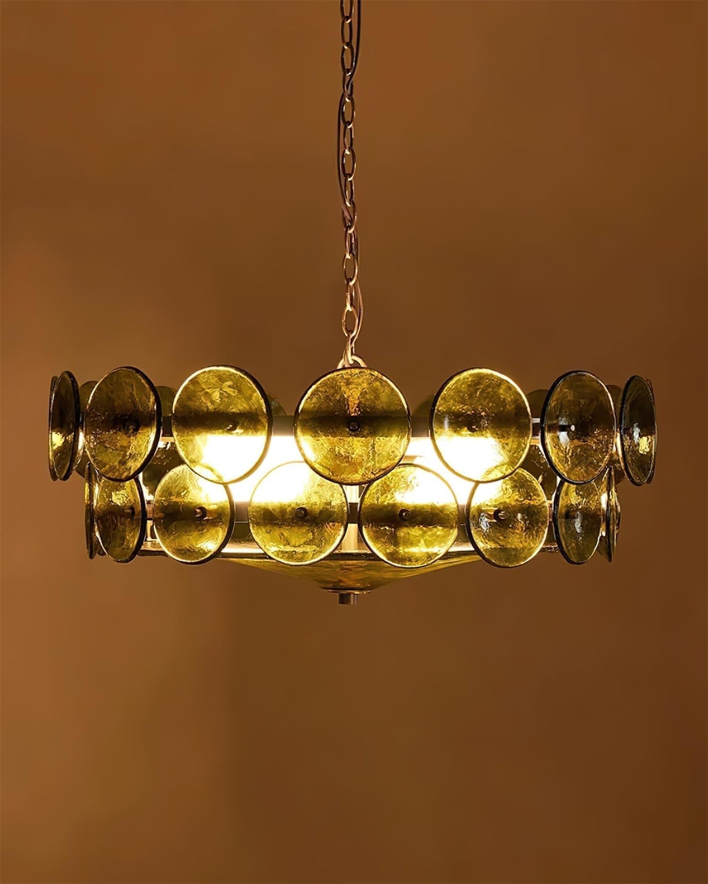 Vintage Golden Glass Pendant Light Fixture