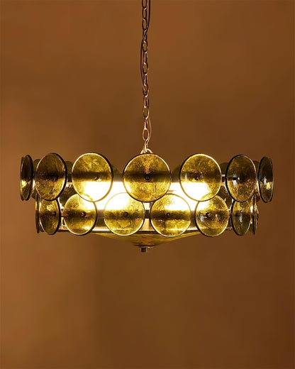 Vintage Golden Glass Pendant Light Fixture