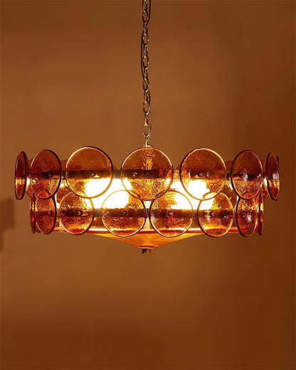 Vintage Golden Glass Pendant Light Fixture