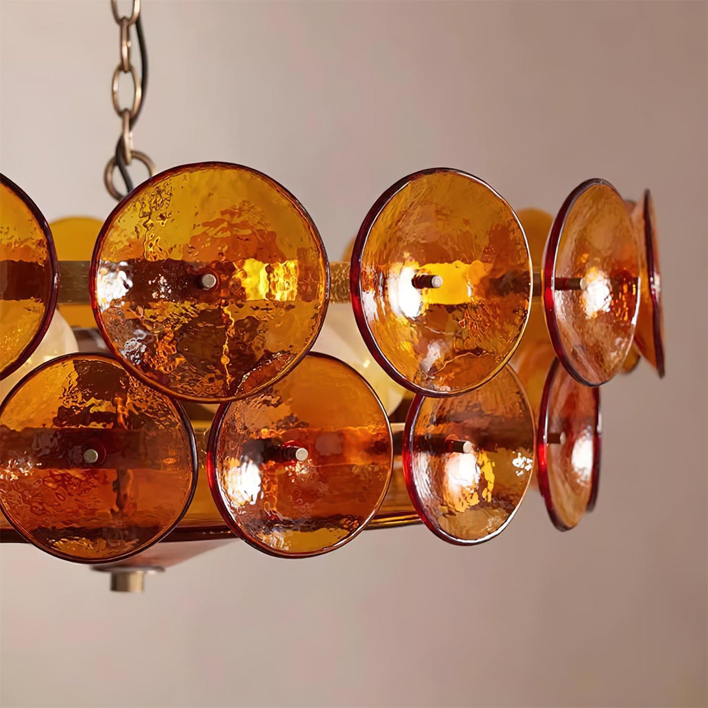 Vintage Golden Glass Pendant Light Fixture