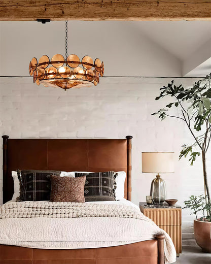 Vintage Golden Glass Pendant Light Fixture