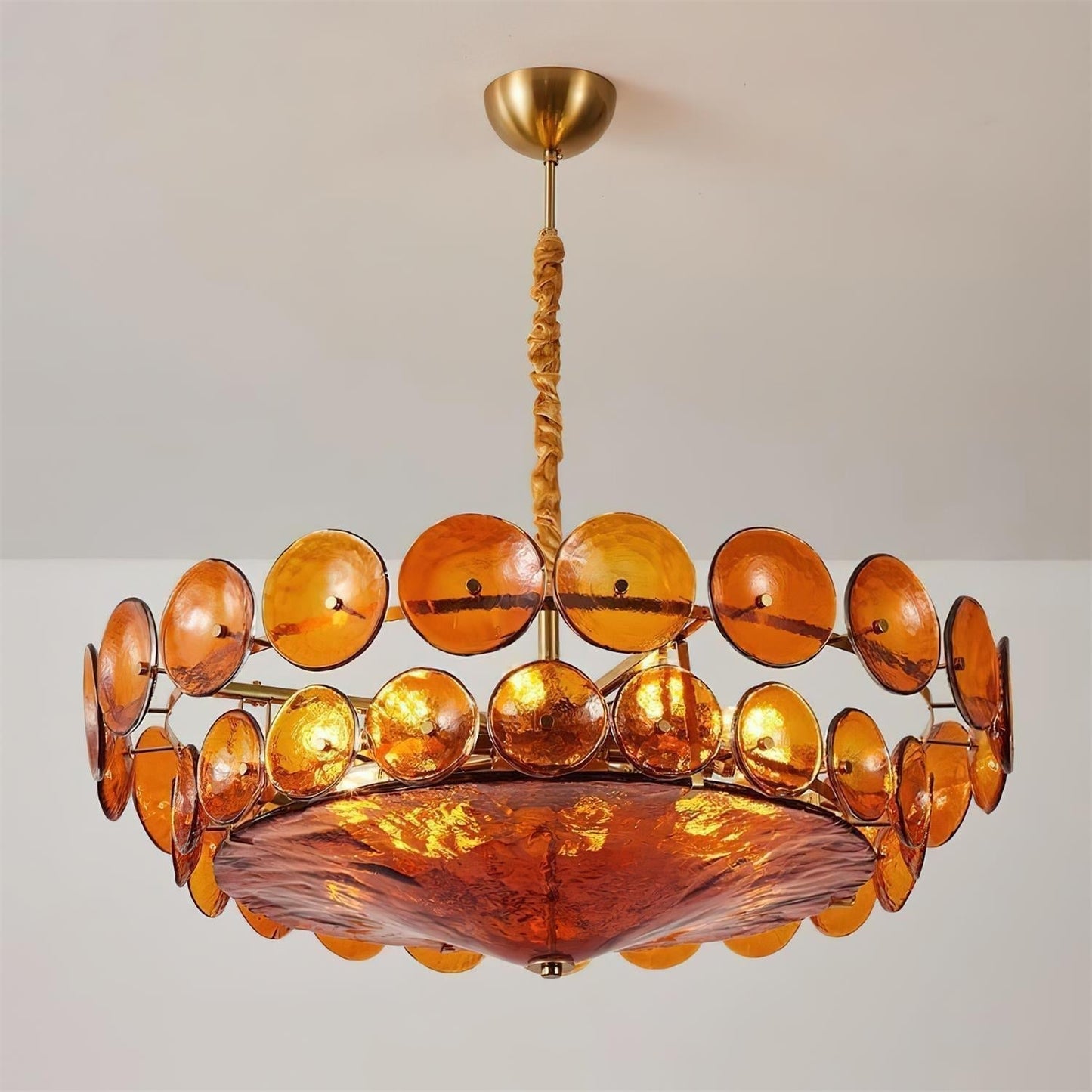 Vintage Golden Glass Pendant Light Fixture