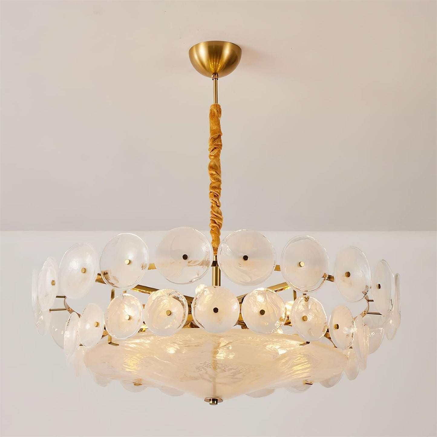 Vintage Golden Glass Pendant Light Fixture