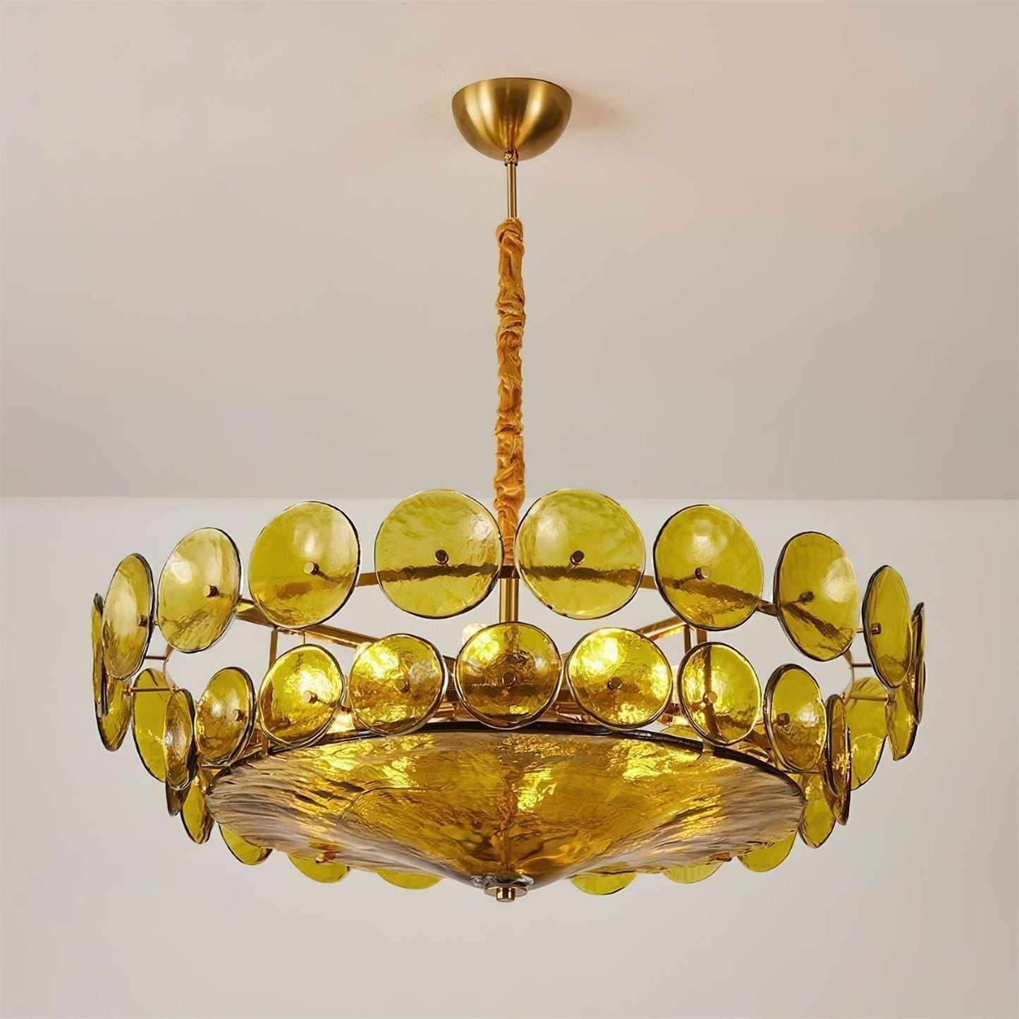 Vintage Golden Glass Pendant Light Fixture