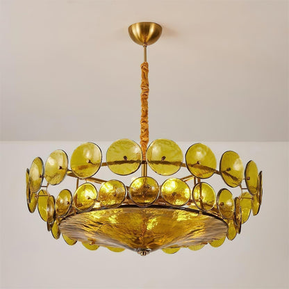 Vintage Golden Glass Pendant Light Fixture