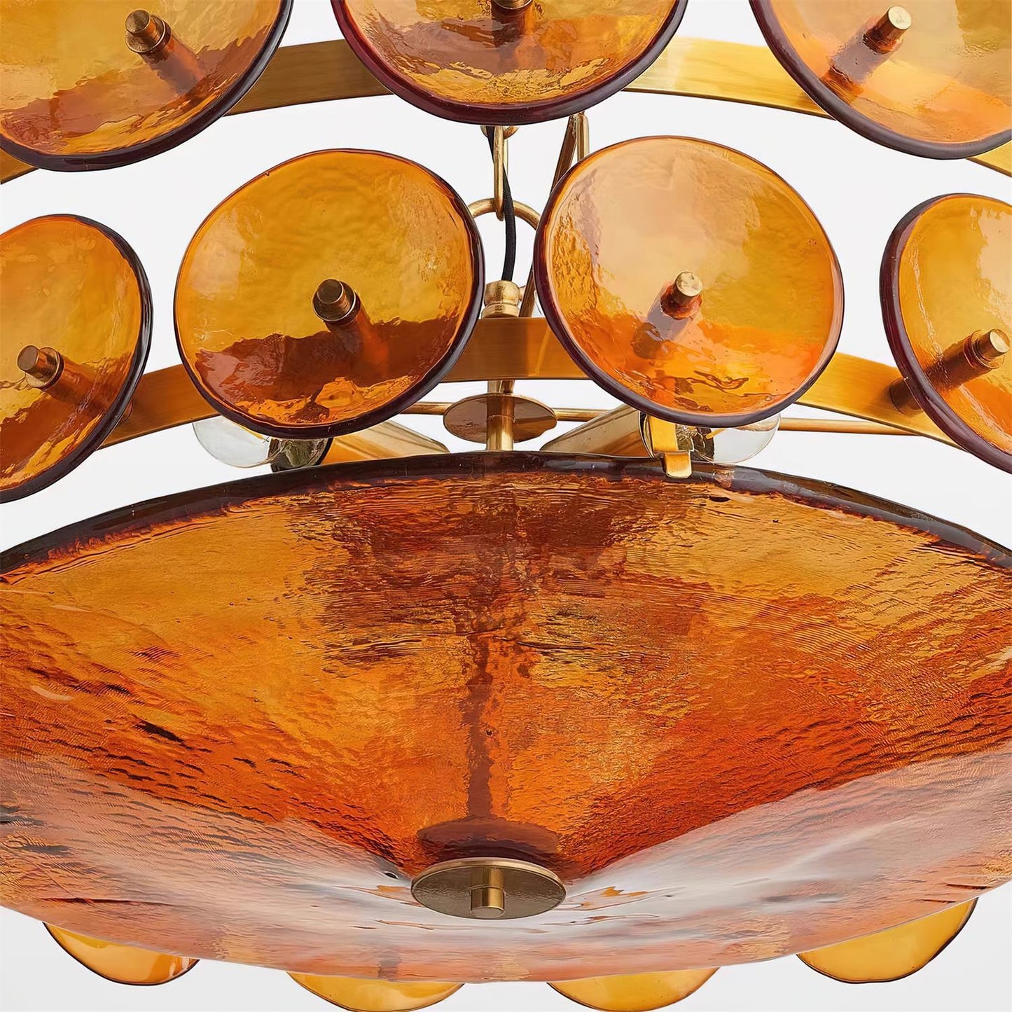 Vintage Golden Glass Pendant Light Fixture
