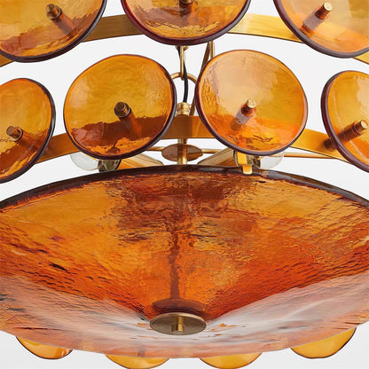 Vintage Golden Glass Pendant Light Fixture