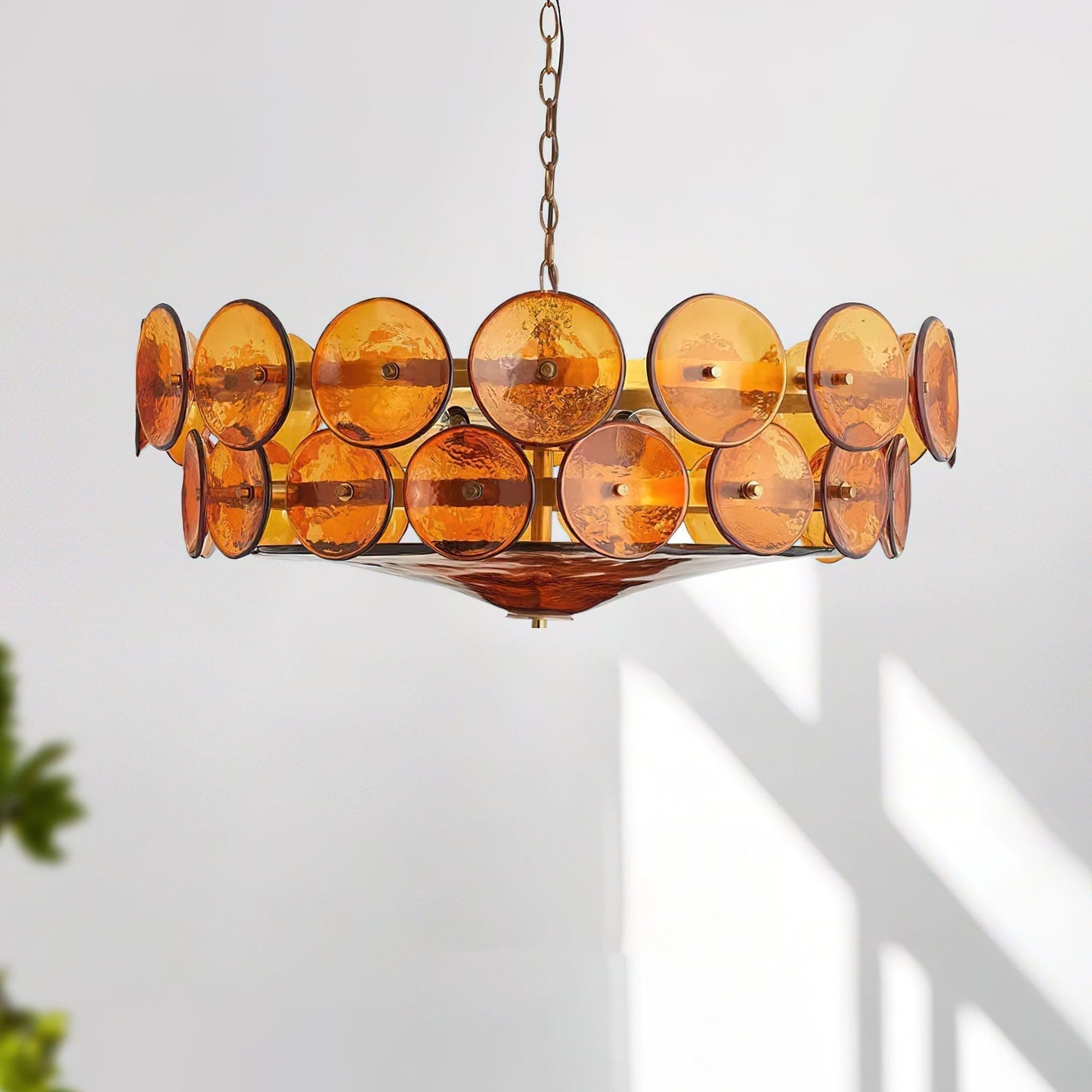 Vintage Golden Glass Pendant Light Fixture