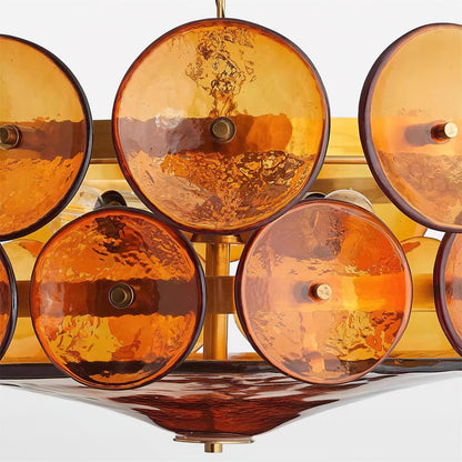 Vintage Golden Glass Pendant Light Fixture