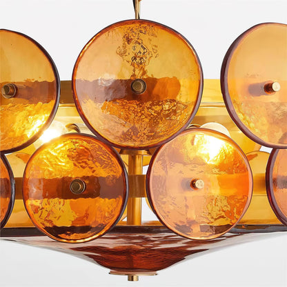 Vintage Golden Glass Pendant Light Fixture