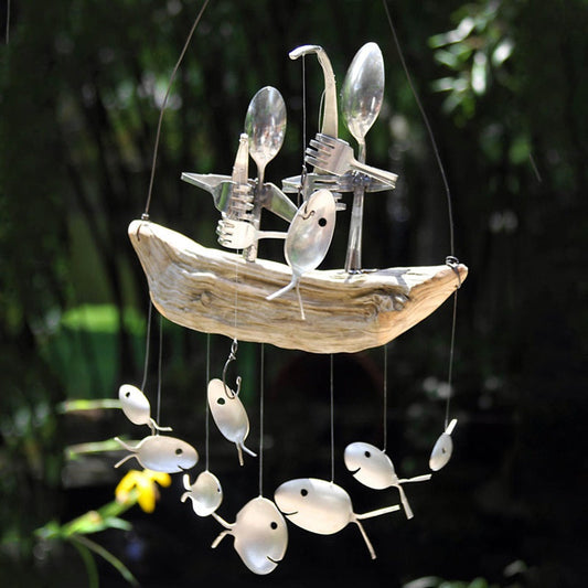 Colorful Garden Fisherman Spoon Wind Chime Decoration - Pexav