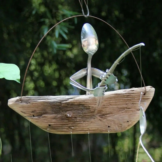 Colorful Metal Fisherman Spoon Wind Chime Decoration - Pexav