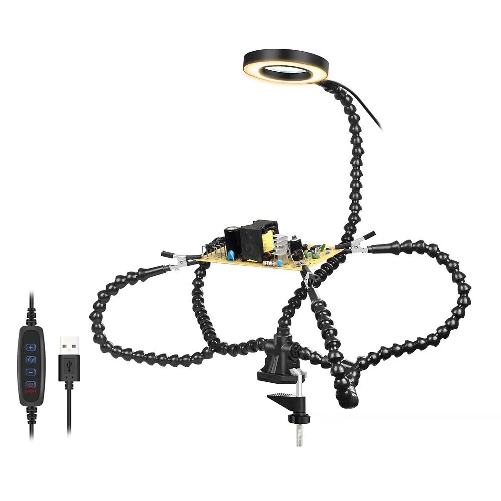 Practical LED Magnifying Lamp with Phone Holders