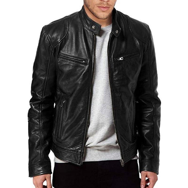 Classic Motorcycle Faux Leather Jacket - Pexav