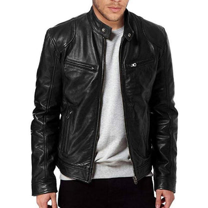 Classic Motorcycle Faux Leather Jacket - Pexav