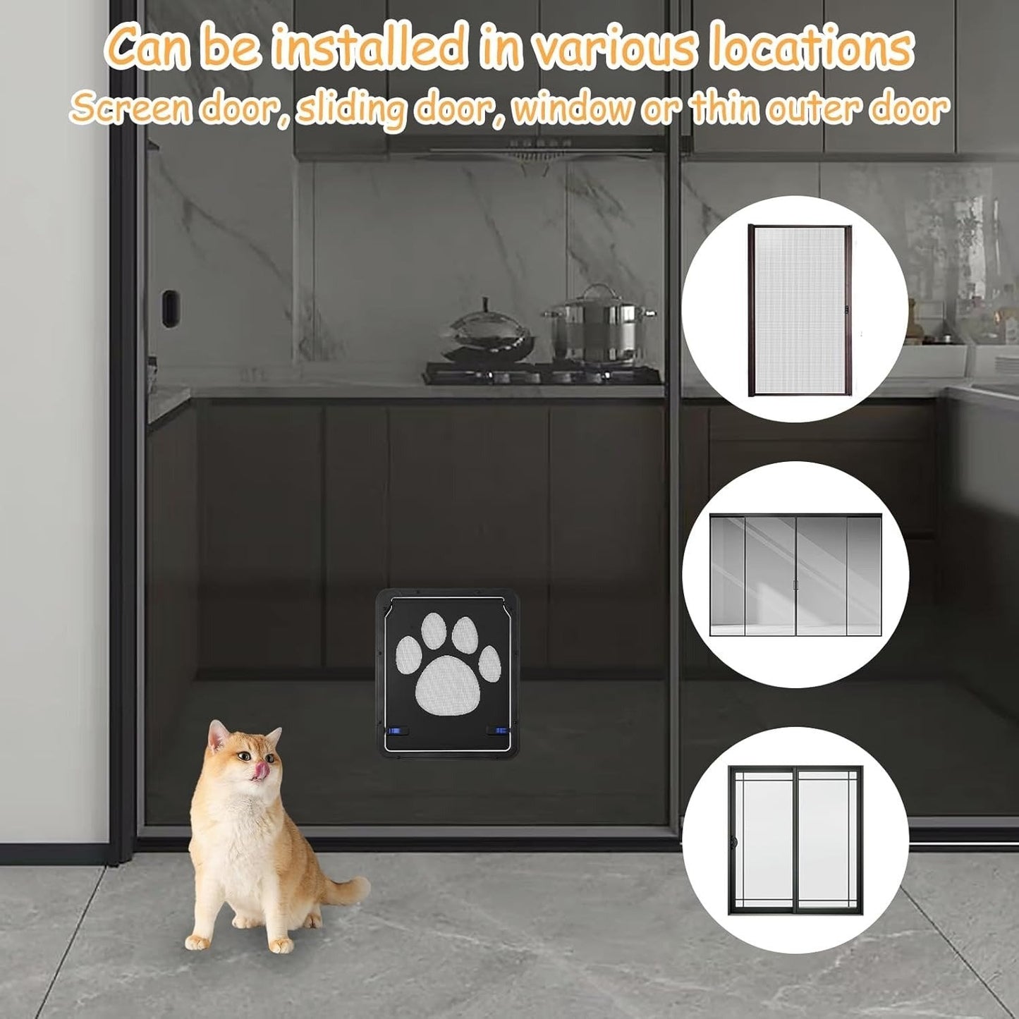 Magnetic Locking Cat and Dog Door with ABS Flap for Cats & Small Dogs, Easy Installation, Scratch Resistant