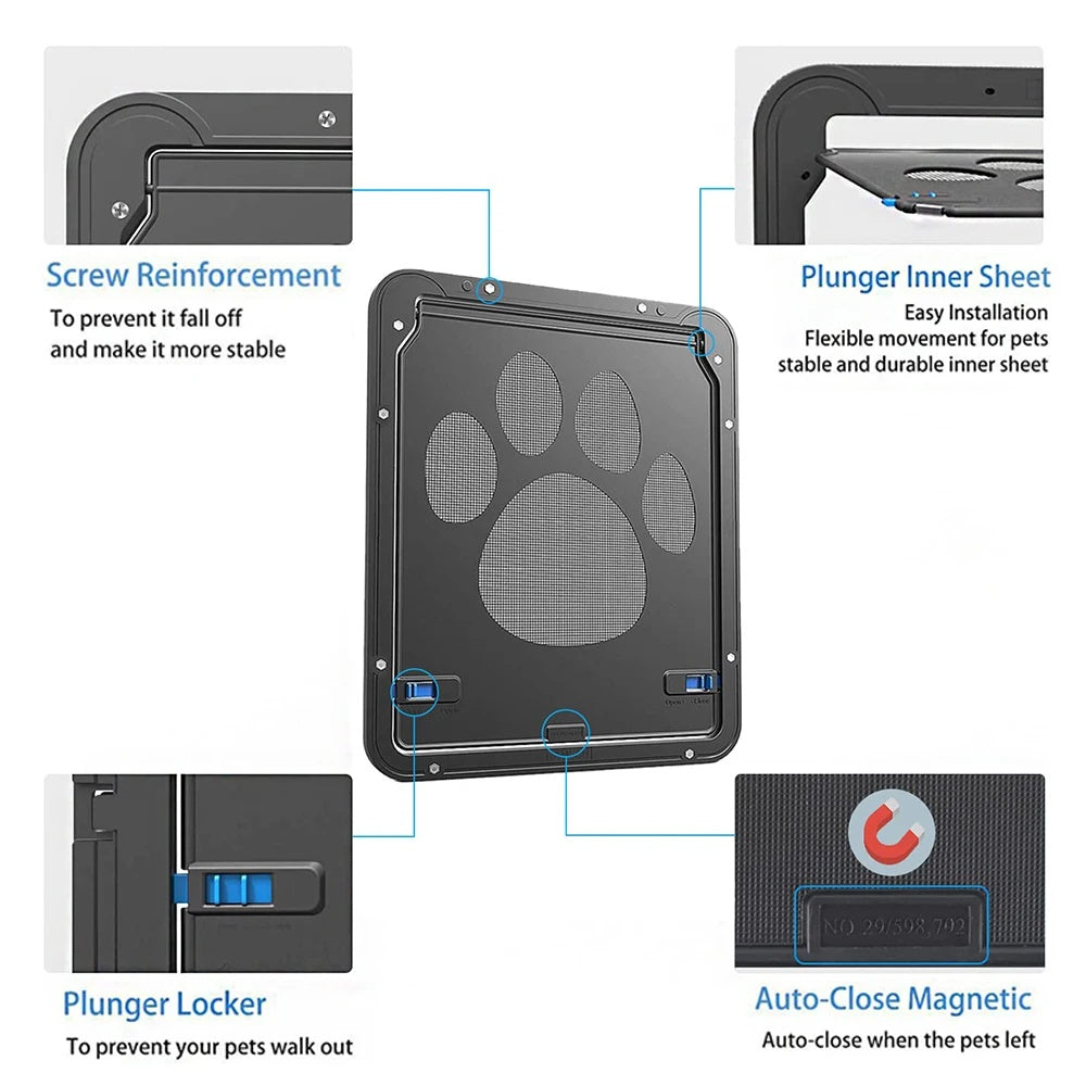 Magnetic Locking Cat and Dog Door with ABS Flap for Cats & Small Dogs, Easy Installation, Scratch Resistant