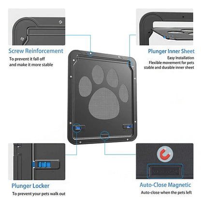 Magnetic Locking Cat and Dog Door with ABS Flap for Cats & Small Dogs, Easy Installation, Scratch Resistant