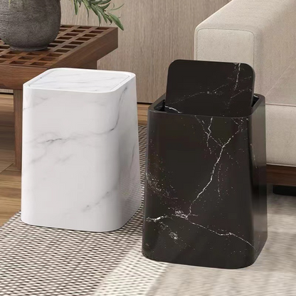 Stylish Marble Trash Can with Rotating Lid - Pexav