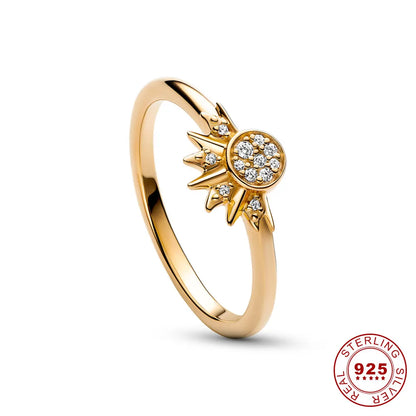Shine Crystal Ring Set - Silver Zodiac Bands