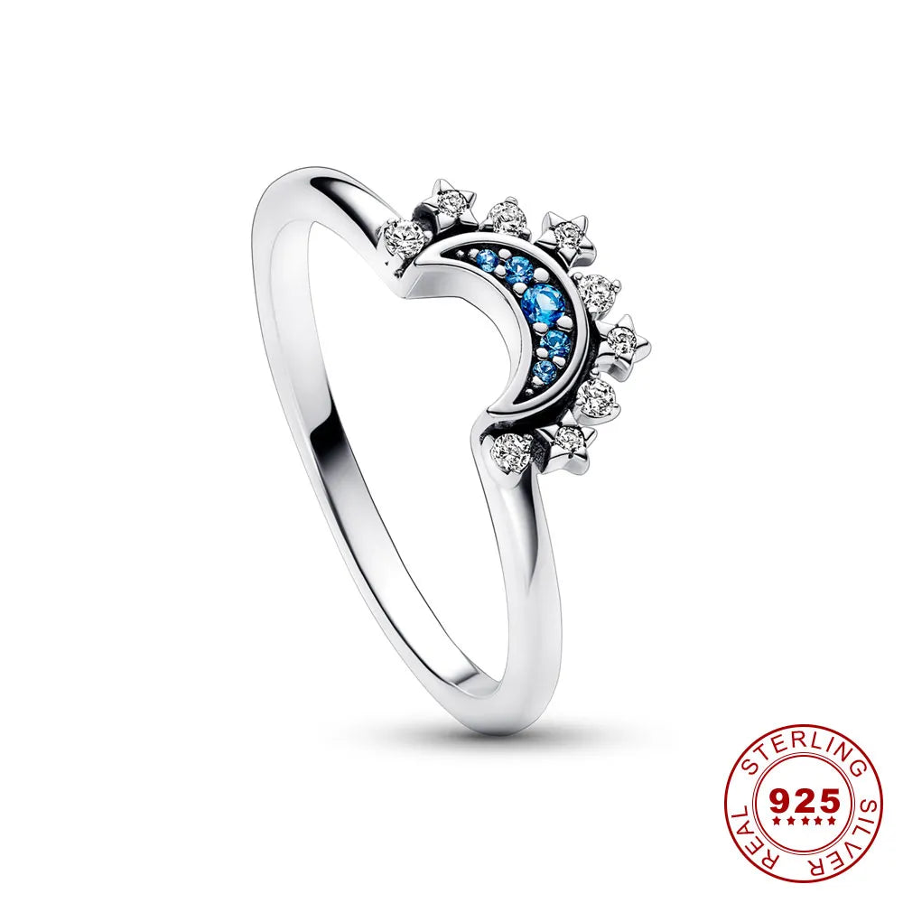 Shine Crystal Ring Set - Silver Zodiac Bands