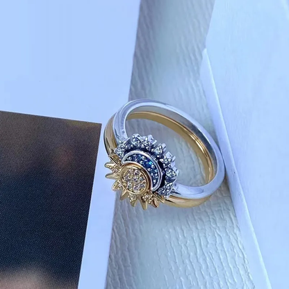 Shine Crystal Ring Set - Silver Zodiac Bands