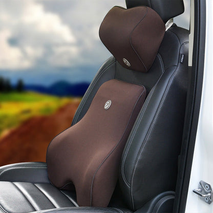 Memory Foam Car Seat Lumbar and Neck Pillow Set