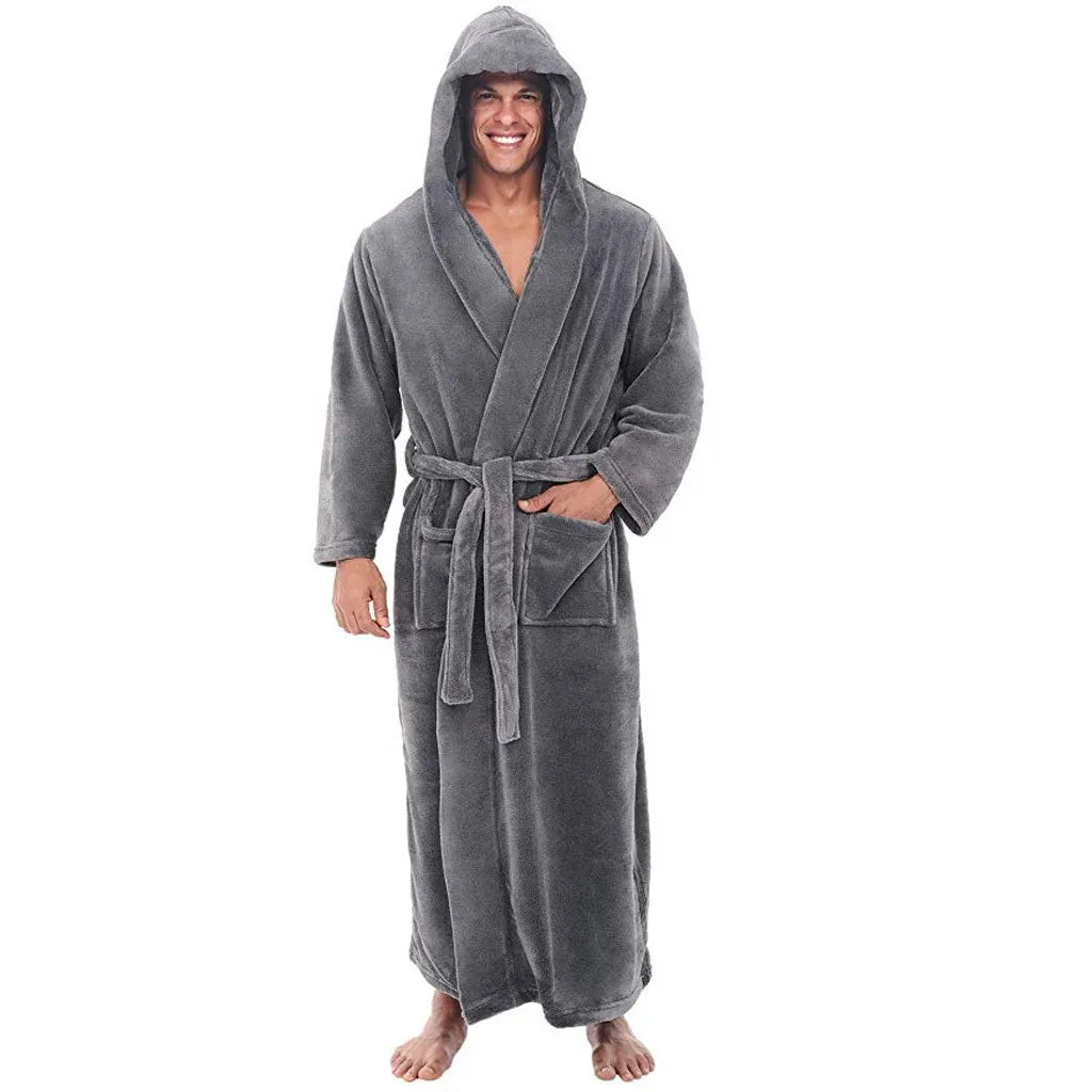 Cozy Mens Fleece Bathrobe - Pexav