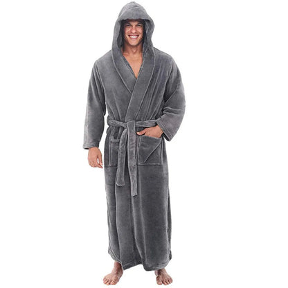 Cozy Mens Fleece Bathrobe - Pexav
