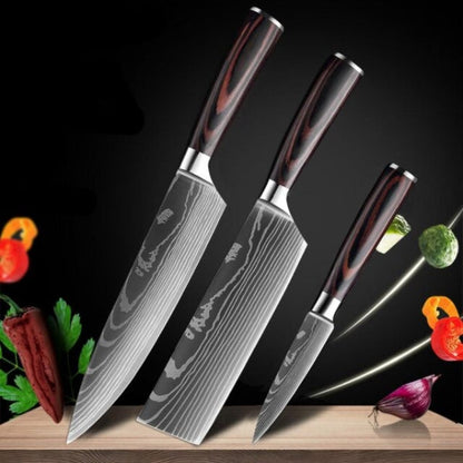 Premium Damascus Steel Kitchen Knives | Comfort Grip Wooden Handles