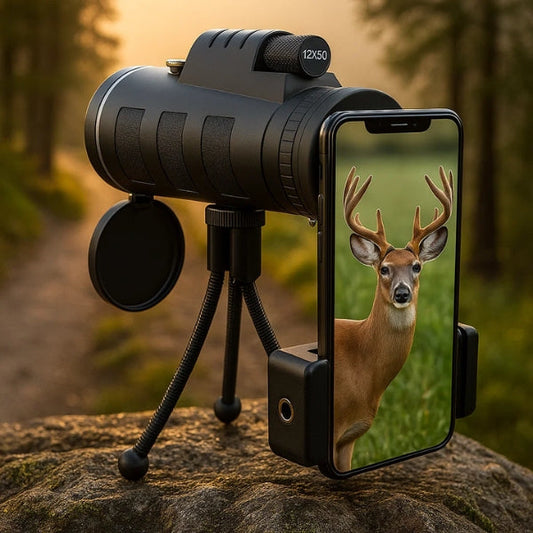 Compact 12X50 Waterproof Monocular with Phone Adapter - Pexav