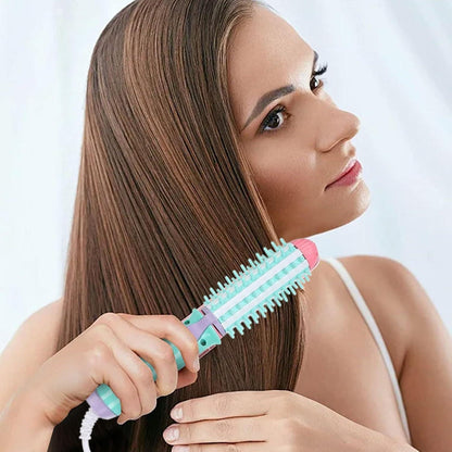 Compact Curling Iron Styler, Small Hair Straightening Brush, Portable Ceramic Hair Curler - Pexav