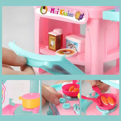Mini Kitchen Toy with 48 Accessories, Safe ABS Plastic, Realistic Cooking Playset, Perfect Gift for Boys and Girls Ages 3+
