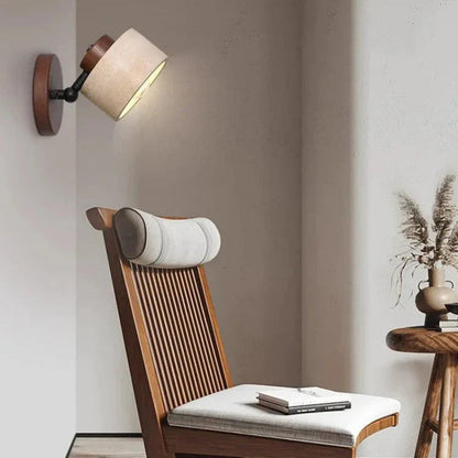 Minimalist LED Wall Sconce with Natural Travertine and Wood – Modern Wall Light for Ambient Illumination 5