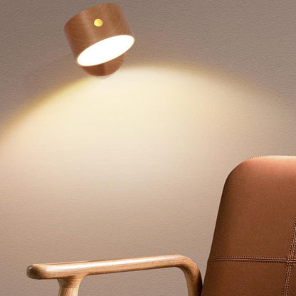 Minimalist Round LED Wall Sconce - Modern Wooden Design with Rechargeable Convenience for Ambient Lighting 7