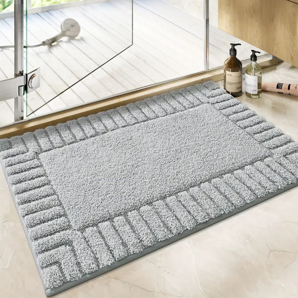 Simple Stripe Bathroom Mat – Plush, Anti-Slip & Fast-Dry - Pexav