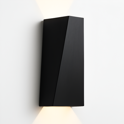 Black wall-mounted light fixture on a white background
