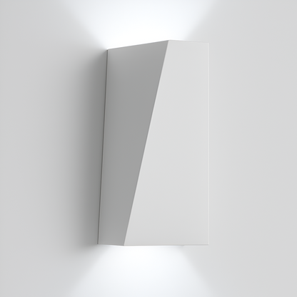 White wall-mounted light fixture on a white background
