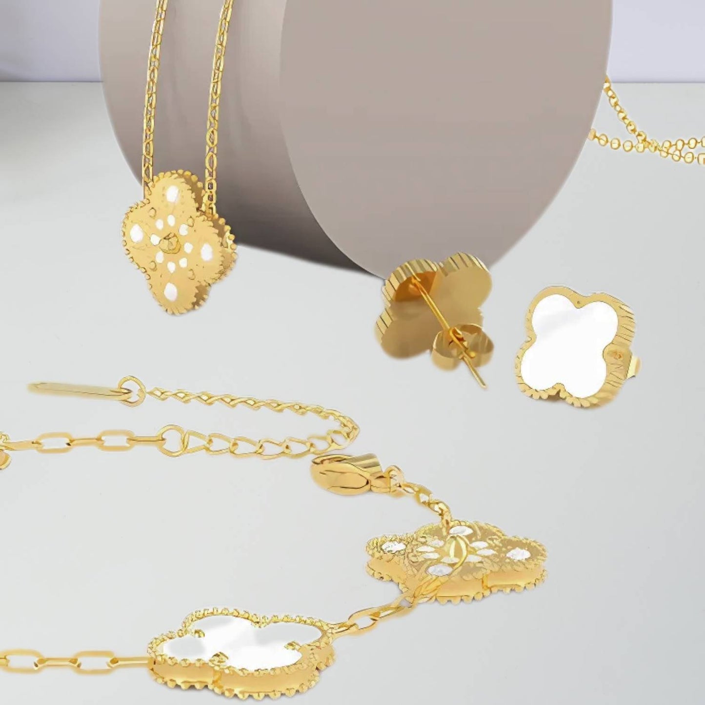 Simple Classic Accessories Necklace Bracelet Earrings Set