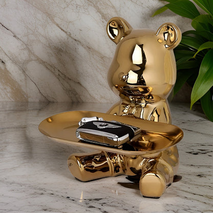 Stylish Ceramic Bear Serving Tray for Living Room - Pexav