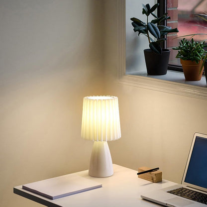 Modern Ceramic Table Lamp with Pleated Shade – Compact Bedside Lamp for Bedroom or Desk 4