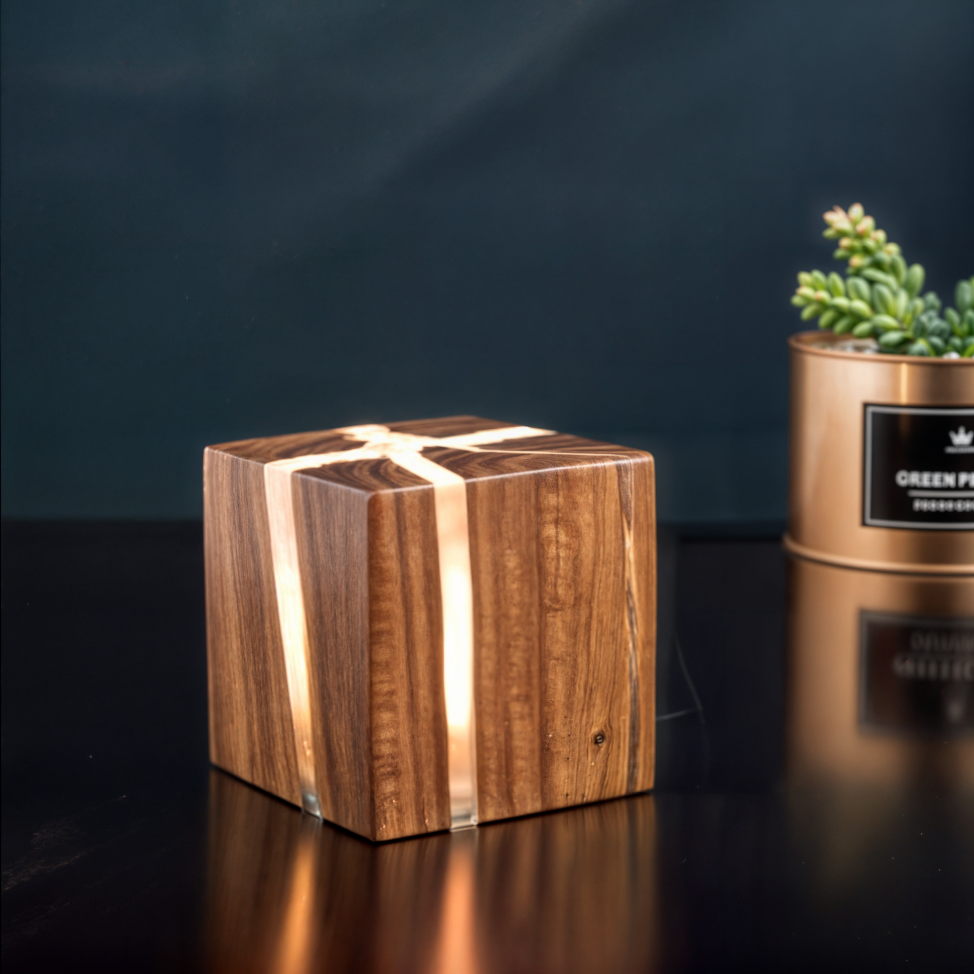 Modern Crackling Wood Table Lamp – Energy Efficient LED Bedside Lamp for Cozy Ambiance, Compact Design for Bedroom or Desk 3