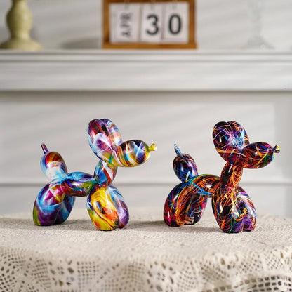 Modern Graffiti Dog Statue – Handcrafted Resin Decorative Piece for Artistic Home Decor 1