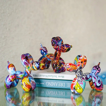 Modern Graffiti Dog Statue – Handcrafted Resin Decorative Piece for Artistic Home Decor 2