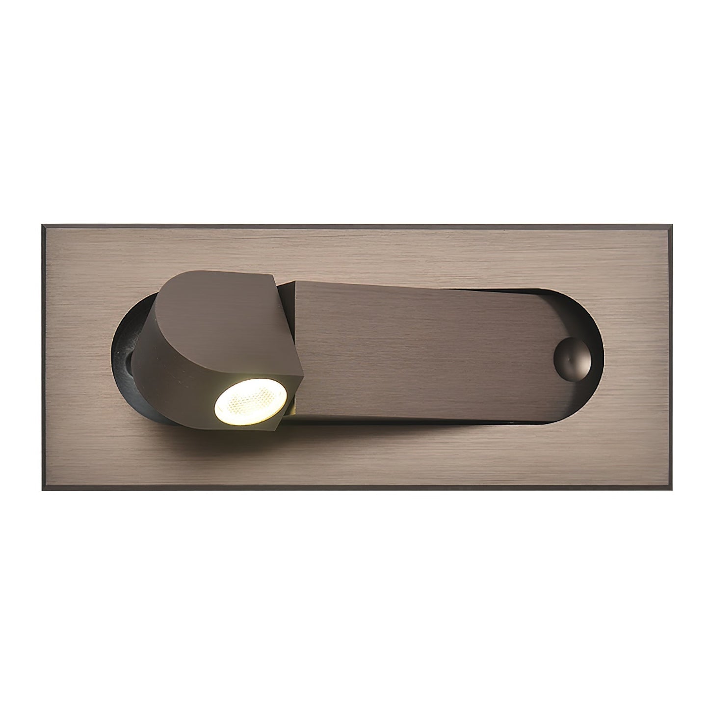 Modern wall-mounted light fixture with a metallic finish on a white background